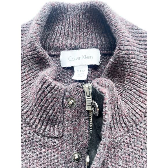 Men's Calvin Klein Plum Quarter Zip Knit Sweater Size XL - Picture 2 of 5